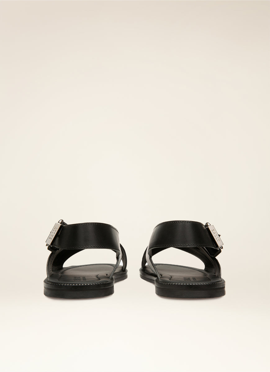BALLY｜SLIPPERS (JAMILO (60266824044-F000) / 6238056) Bally Men's Black Jamilo Crossover-Straps Leather Sandals