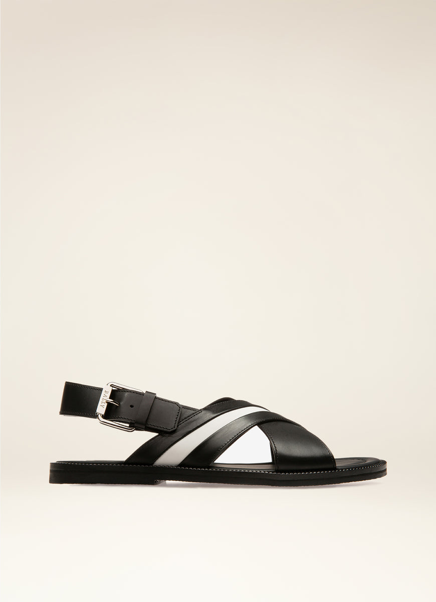 BALLY｜SLIPPERS (JAMILO (60266824044-F000) / 6238056) Bally Men's Black Jamilo Crossover-Straps Leather Sandals